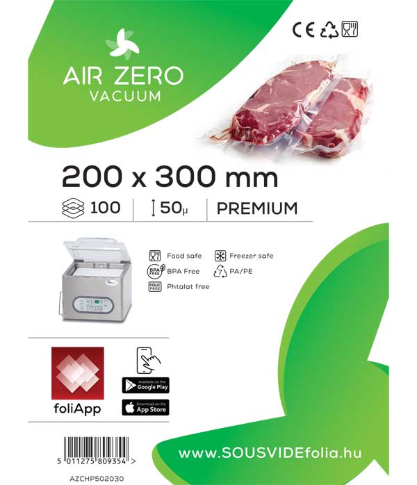 200 x 300 mm Air Zero Easypack Vákuumtasak csak csomagoláshoz 50 micron (100 db)