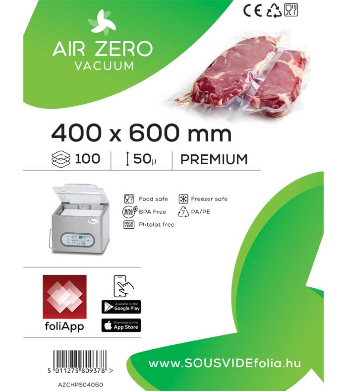 400 x 600 mm Air Zero Easypack Vákuumtasak csak csomagoláshoz 50 micron (100 db)