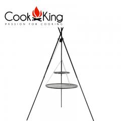 Cook King 40+80 cm-es Grillrács 210 cm-es Állvánnyal és Csörlővel(TIPI)